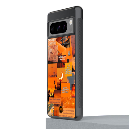 orange aesthetic back phone cover | glass case for google pixel 8 pro
