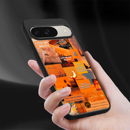 orange aesthetic back phone cover | glass case for google pixel 9