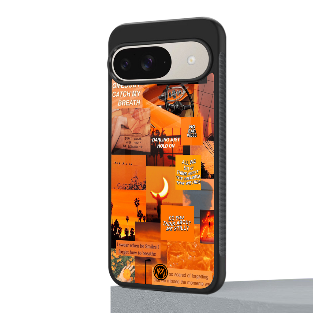 orange aesthetic back phone cover | glass case for google pixel 9