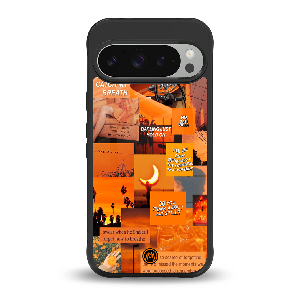 orange aesthetic back phone cover | glass case for google pixel 9 pro