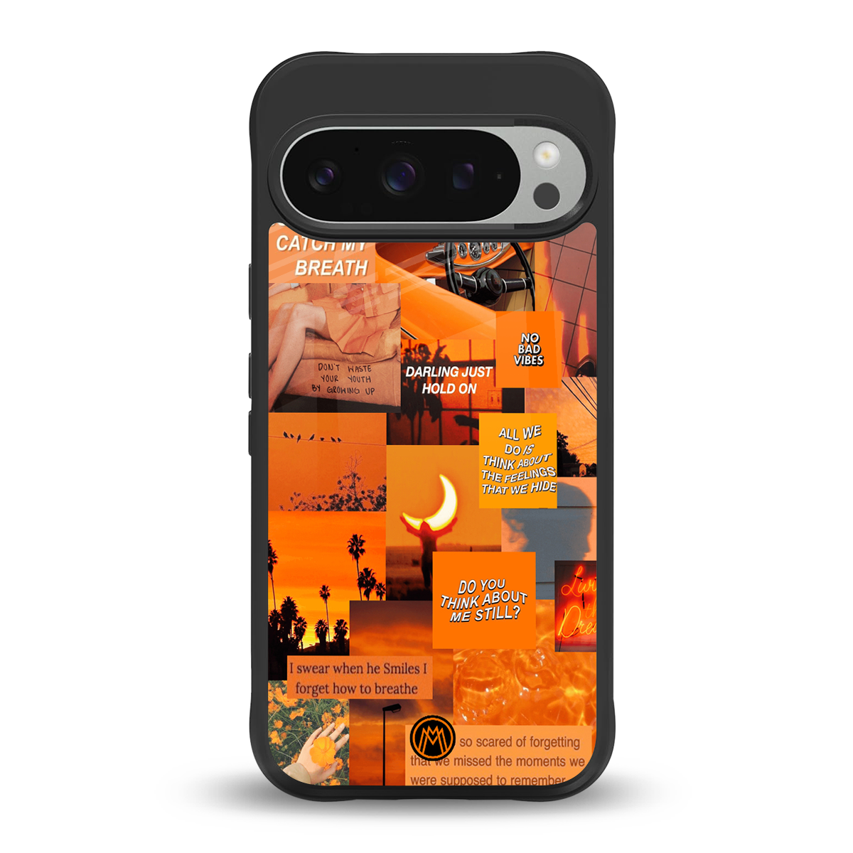 orange aesthetic back phone cover | glass case for google pixel 9 pro xl