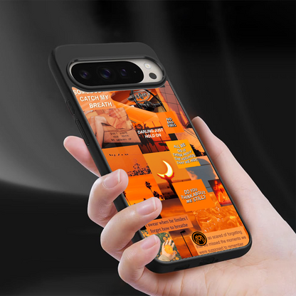 orange aesthetic back phone cover | glass case for google pixel 9 pro xl
