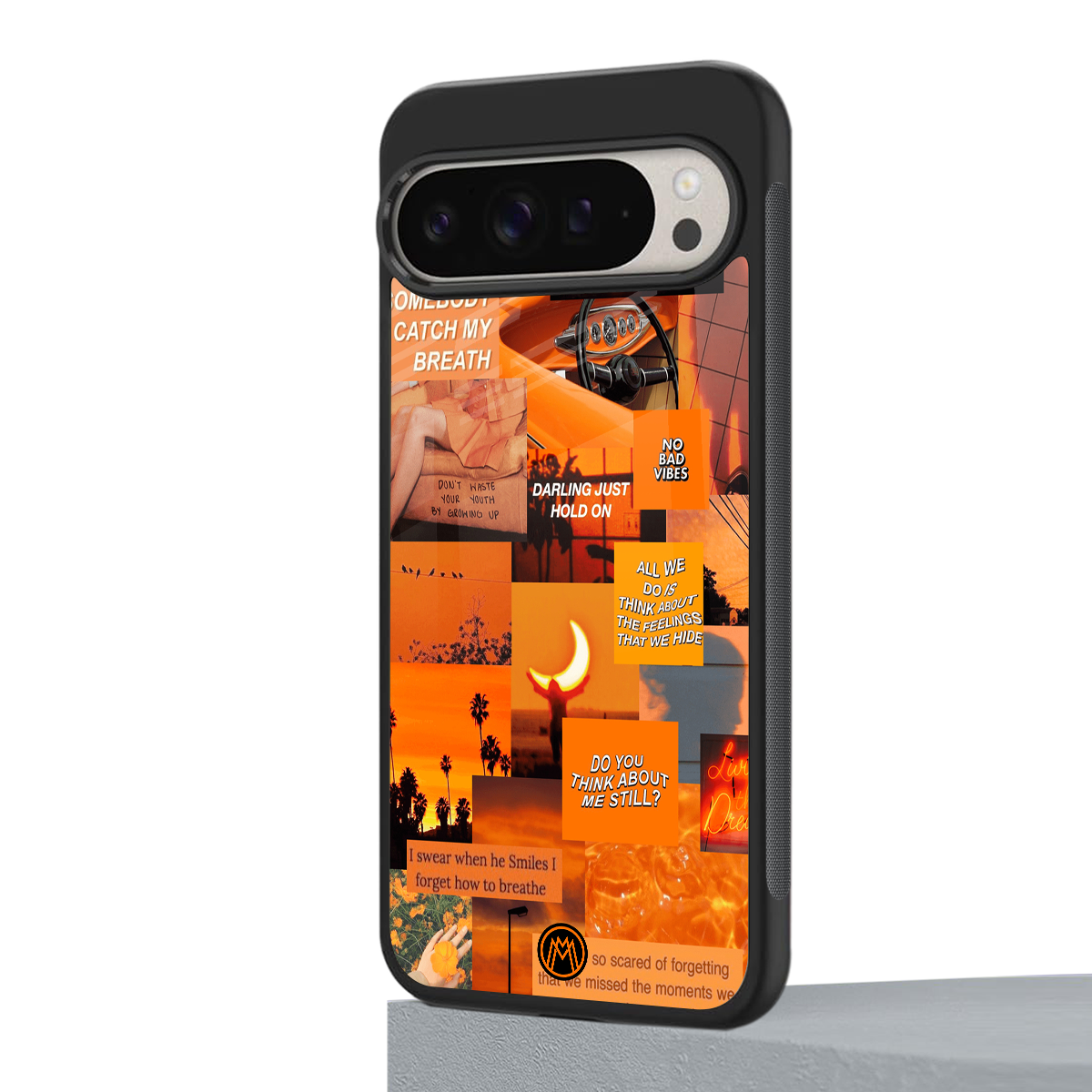 orange aesthetic back phone cover | glass case for google pixel 9 pro xl