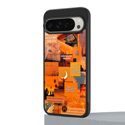 orange aesthetic back phone cover | glass case for google pixel 9 pro xl