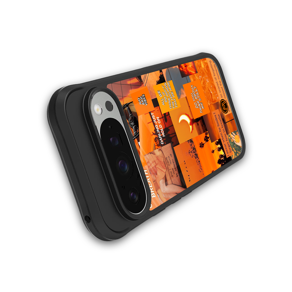 orange aesthetic back phone cover | glass case for google pixel 9 pro xl