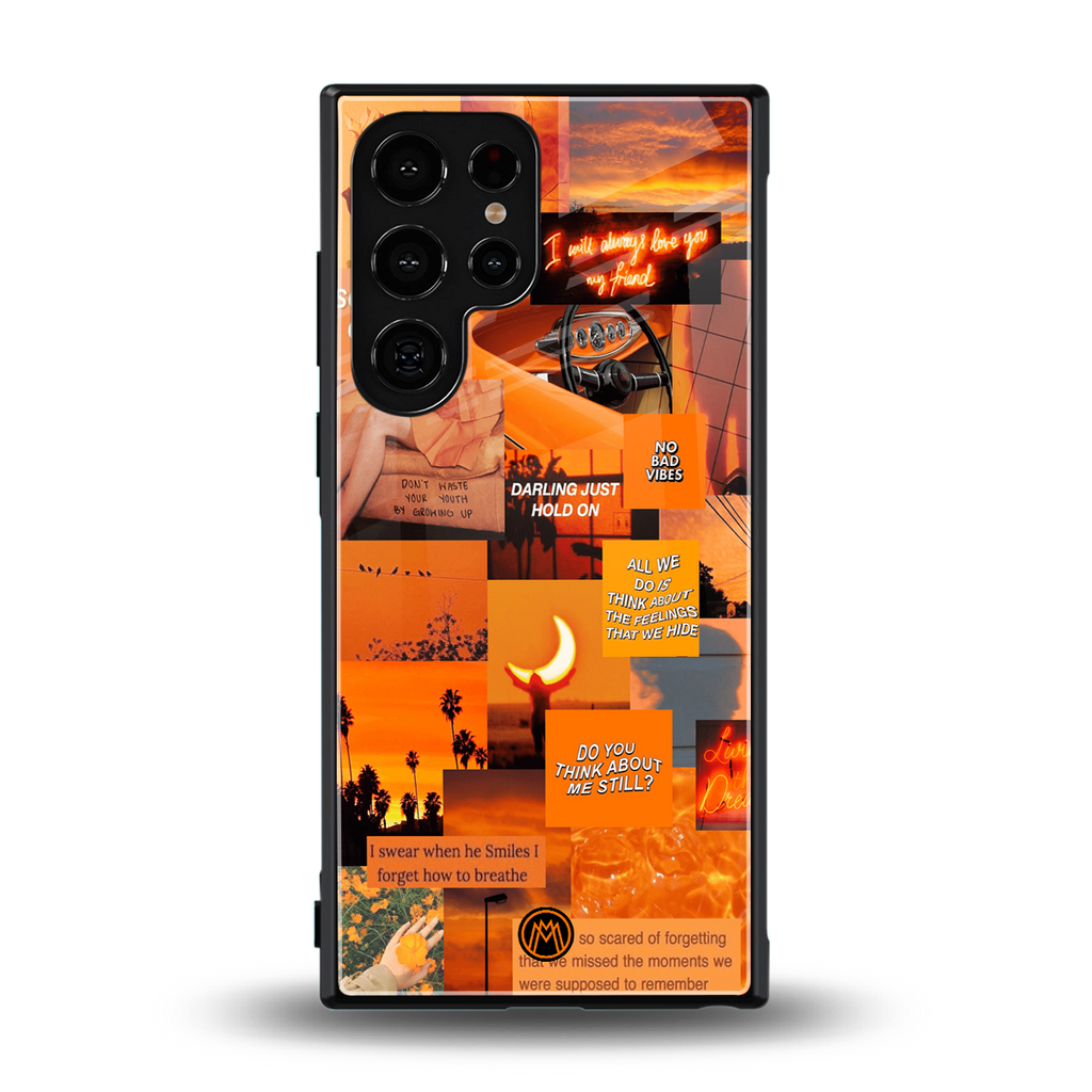 orange aesthetic back phone cover | glass case for samsung galaxy s23 ultra