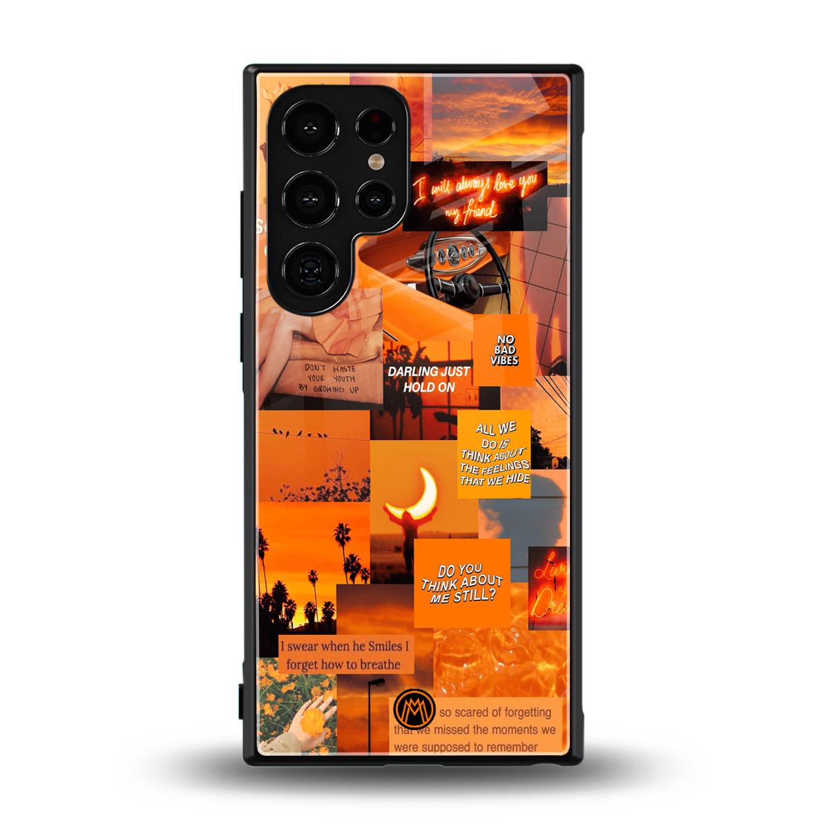 orange aesthetic back phone cover | glass case for samsung galaxy s23 ultra