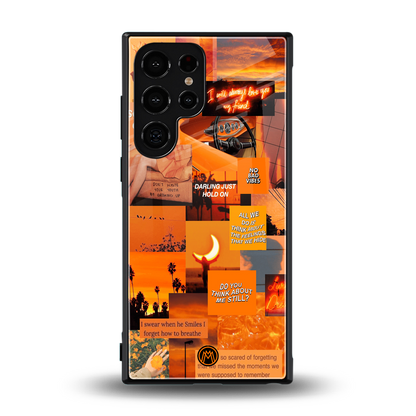 orange aesthetic back phone cover | glass case for samsung galaxy s23 ultra