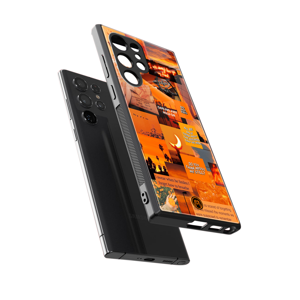 orange aesthetic back phone cover | glass case for samsung galaxy s23 ultra
