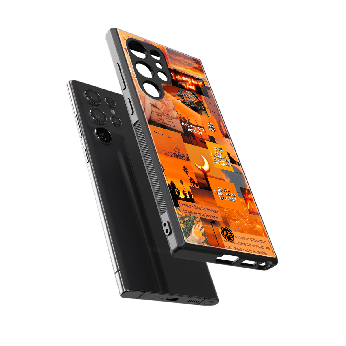 orange aesthetic back phone cover | glass case for samsung galaxy s23 ultra