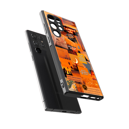 orange aesthetic back phone cover | glass case for samsung galaxy s23 ultra