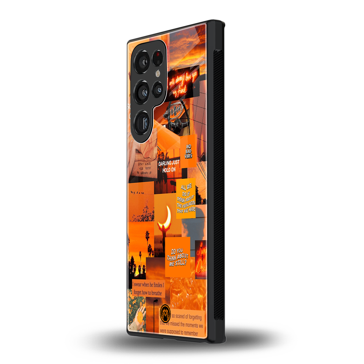 orange aesthetic back phone cover | glass case for samsung galaxy s24 ultra
