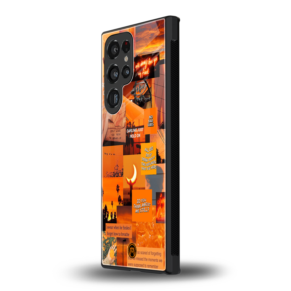 orange aesthetic back phone cover | glass case for samsung galaxy s23 ultra