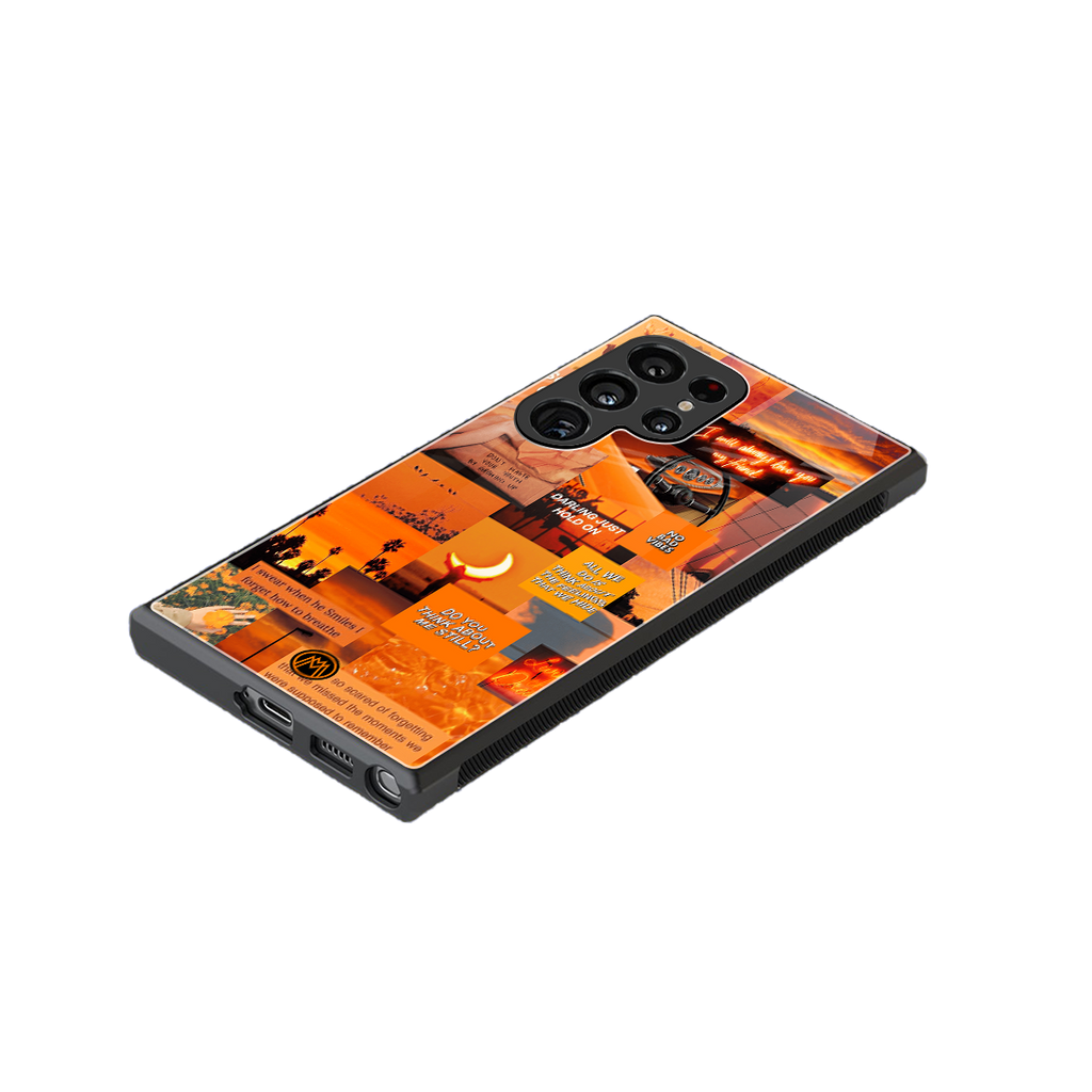orange aesthetic back phone cover | glass case for samsung galaxy s23 ultra