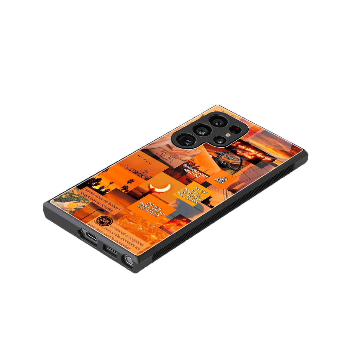 orange aesthetic back phone cover | glass case for samsung galaxy s23 ultra