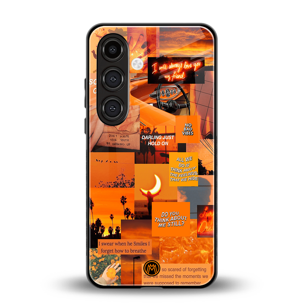 orange aesthetic back phone cover | glass case for samsung galaxy s23 plus