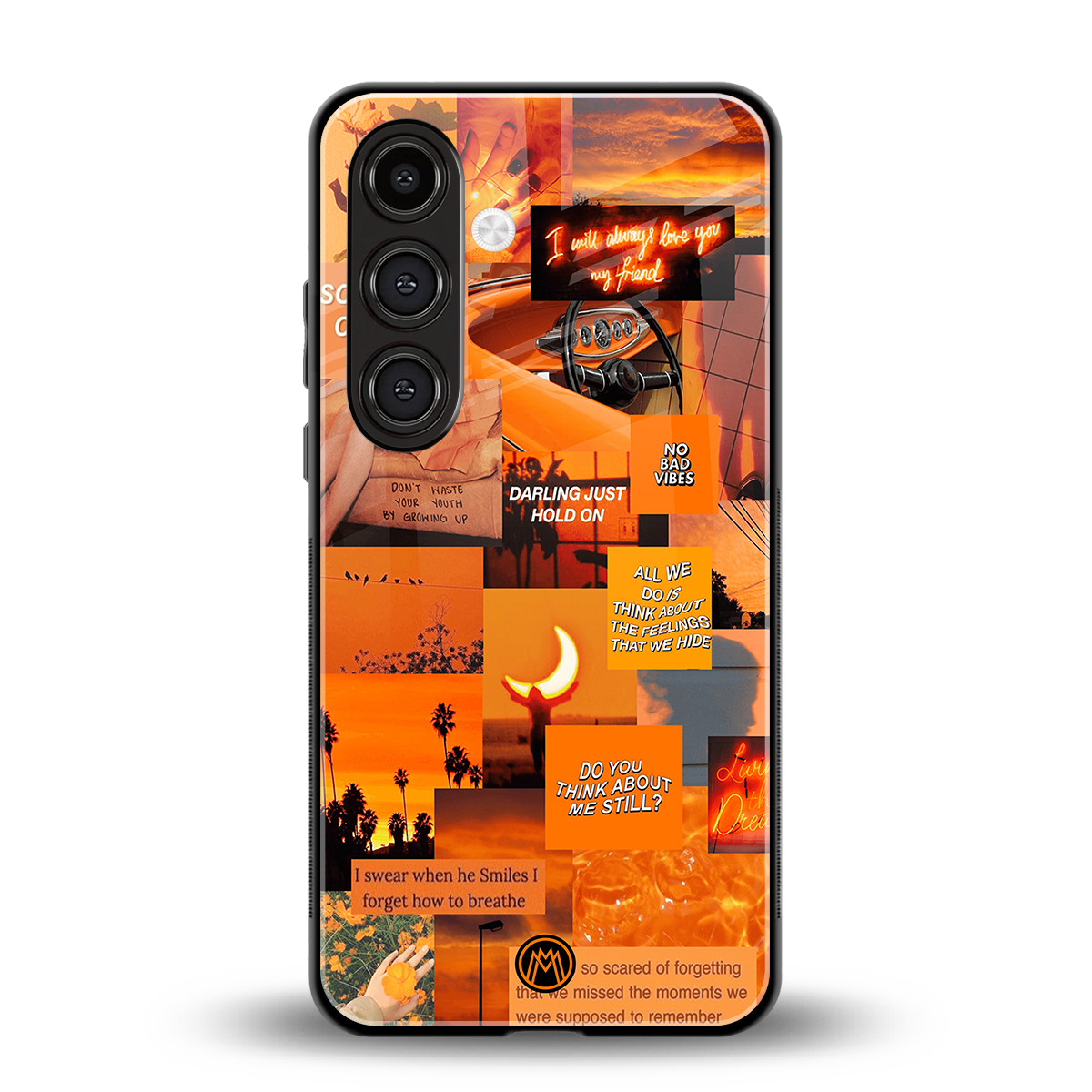 orange aesthetic back phone cover | glass case for samsung galaxy s23 plus