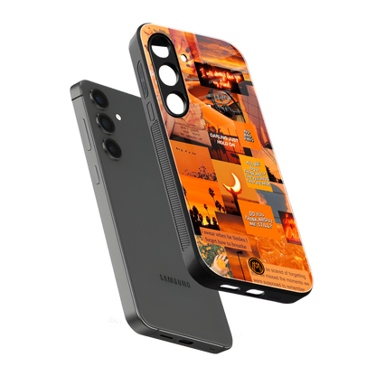 orange aesthetic back phone cover | glass case for samsung galaxy s24 plus