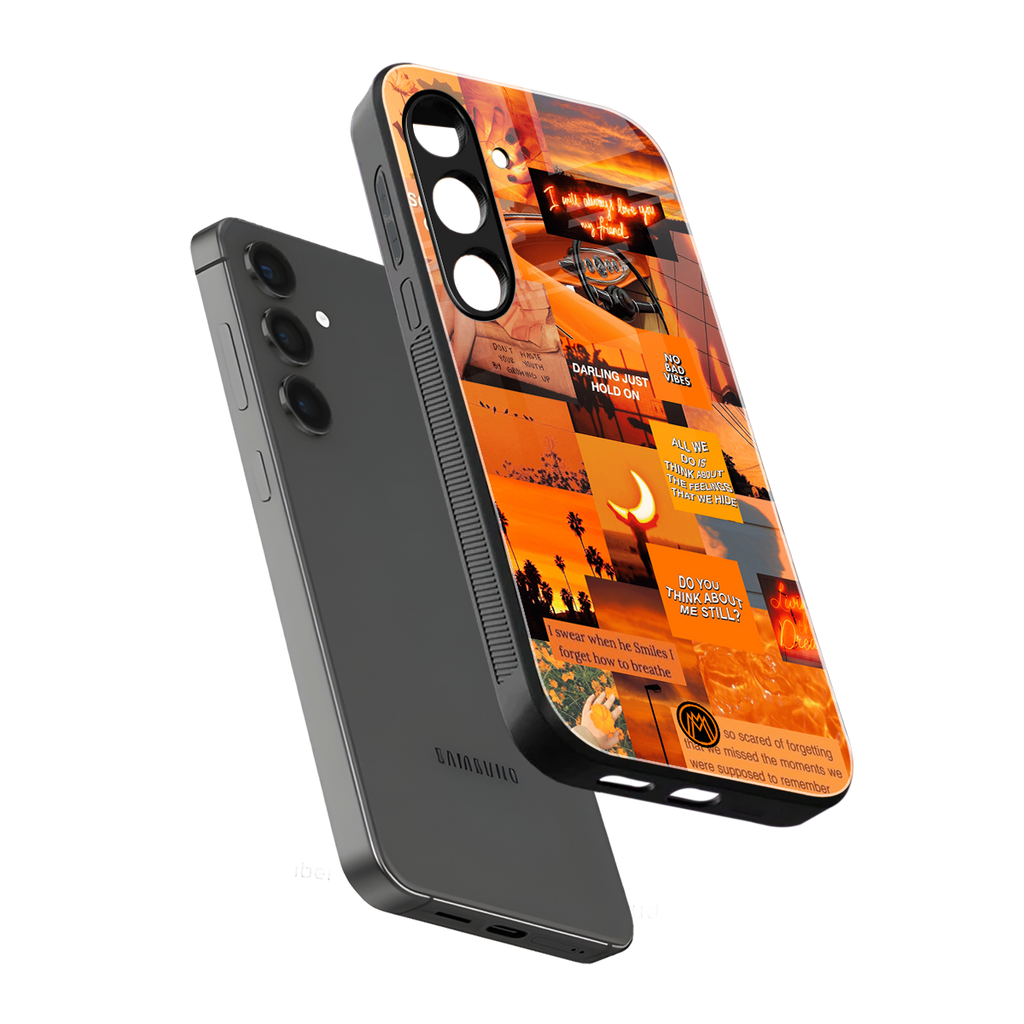 orange aesthetic back phone cover | glass case for samsung galaxy s23 plus
