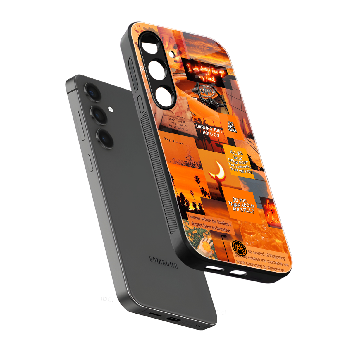 orange aesthetic back phone cover | glass case for samsung galaxy s24 fe