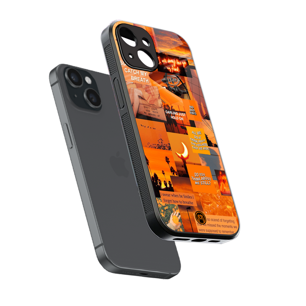 orange aesthetic back phone cover | glass case for iphone 15