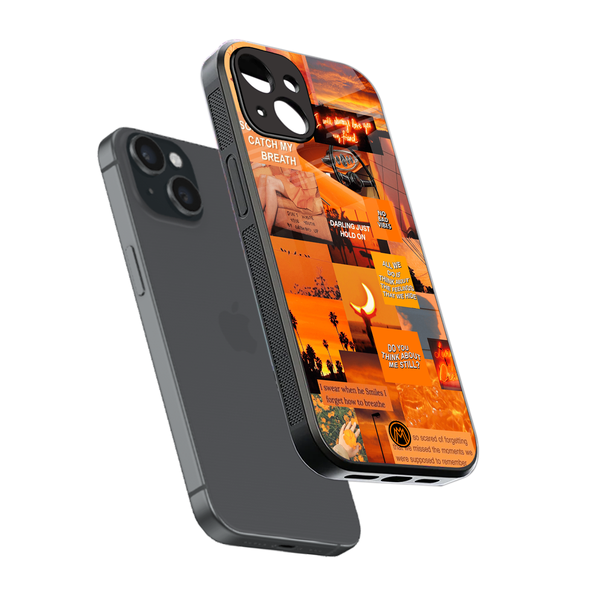 orange aesthetic back phone cover | glass case for iphone 15