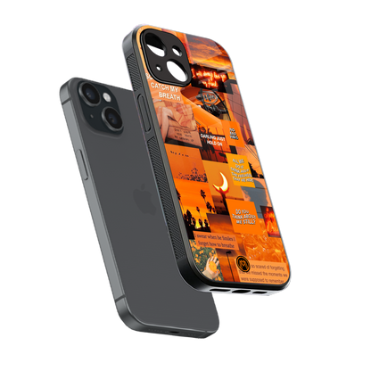 orange aesthetic back phone cover | glass case for iphone 14