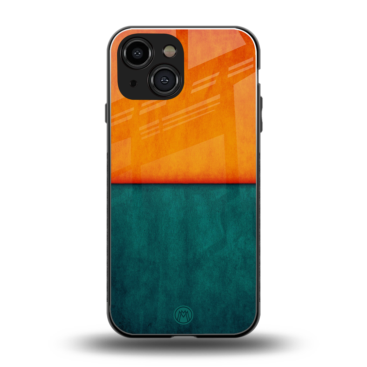 orange green back phone cover | glass case for iphone 13 mini
