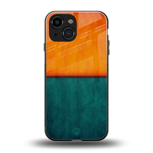 orange green back phone cover | glass case for iphone 13 mini