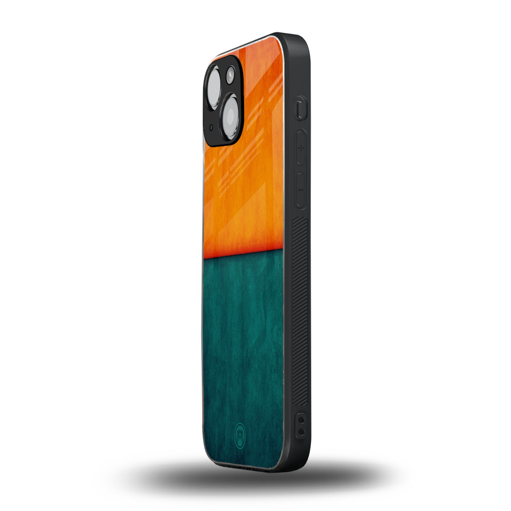 orange green back phone cover | glass case for iphone 13 mini