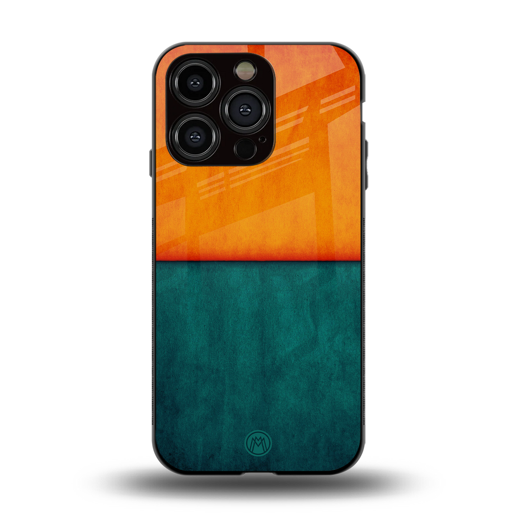 orange green back phone cover | glass case for iphone 13 pro