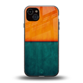 orange green back phone cover | glass case for iphone 15 plus