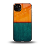 orange green back phone cover | glass case for iphone 15 plus