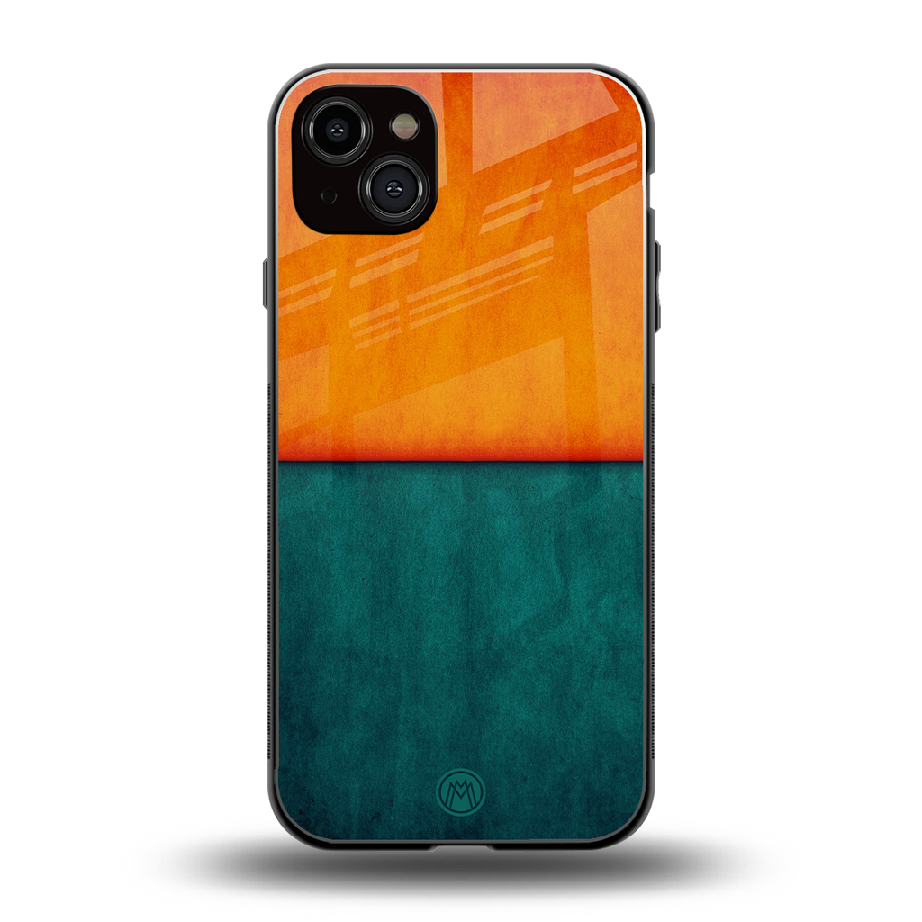 orange green back phone cover | glass case for iphone 14 plus