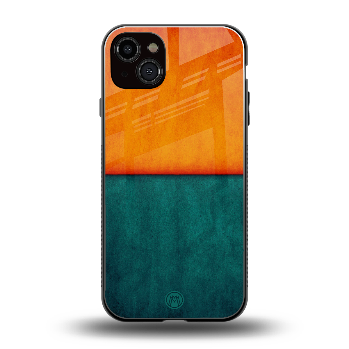 orange green back phone cover | glass case for iphone 14 plus