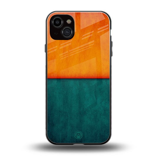 orange green back phone cover | glass case for iphone 14 plus