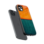 orange green back phone cover | glass case for iphone 15 plus
