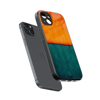 orange green back phone cover | glass case for iphone 14 plus