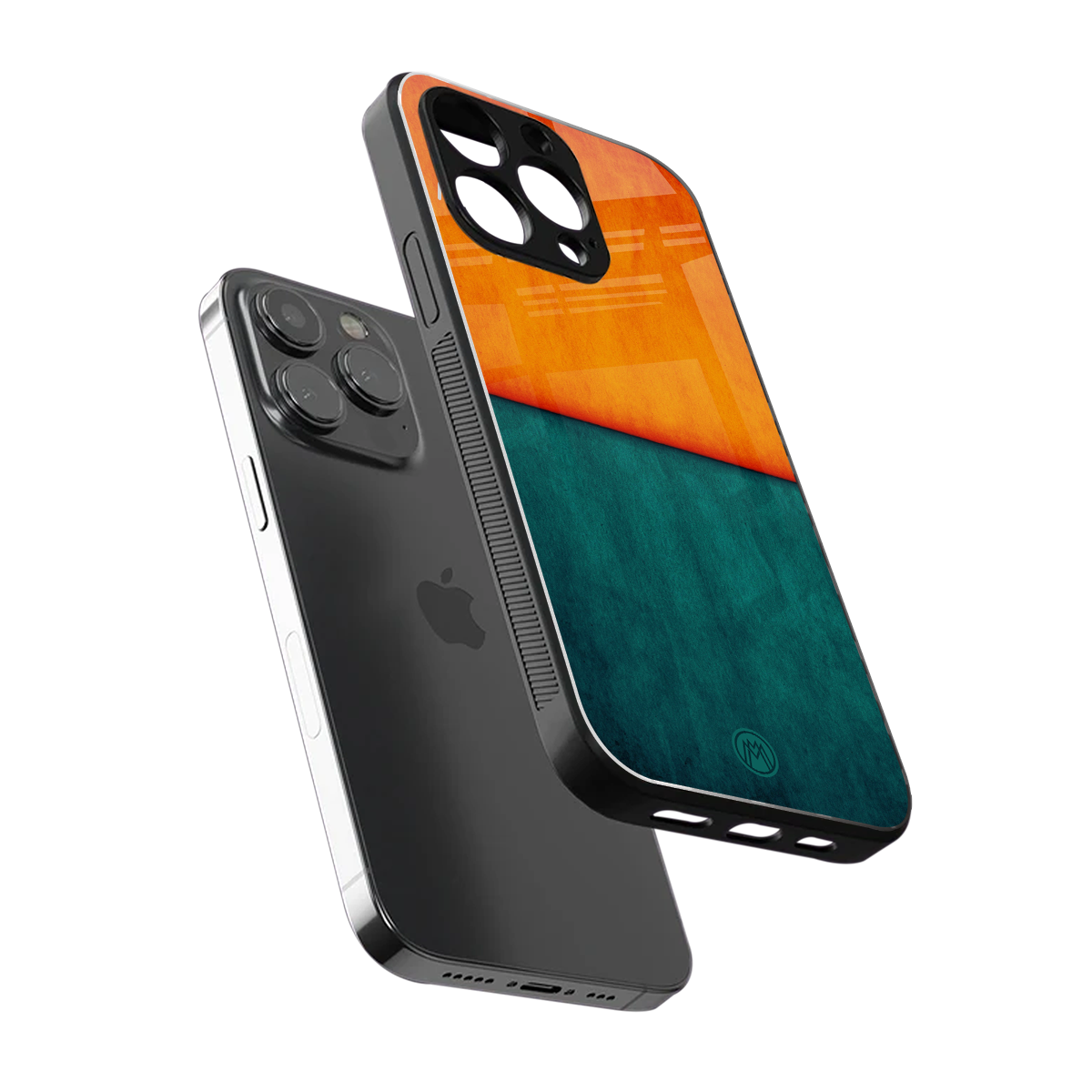 orange green back phone cover | glass case for iphone 15 pro max