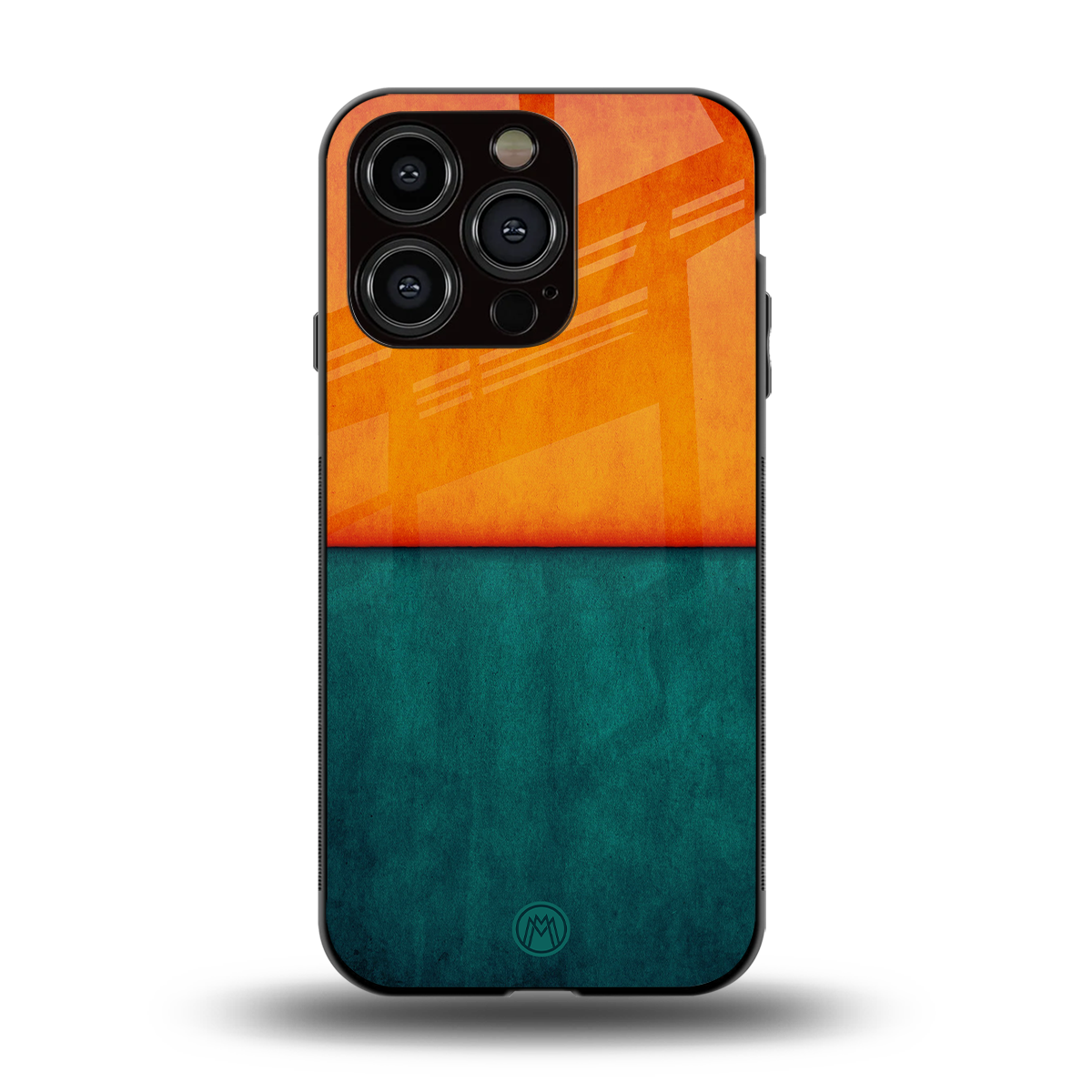 orange green back phone cover | glass case for iphone 15 pro
