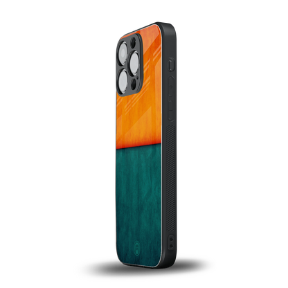 orange green back phone cover | glass case for iphone 15 pro