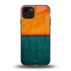 orange green back phone cover | glass case for iphone 15