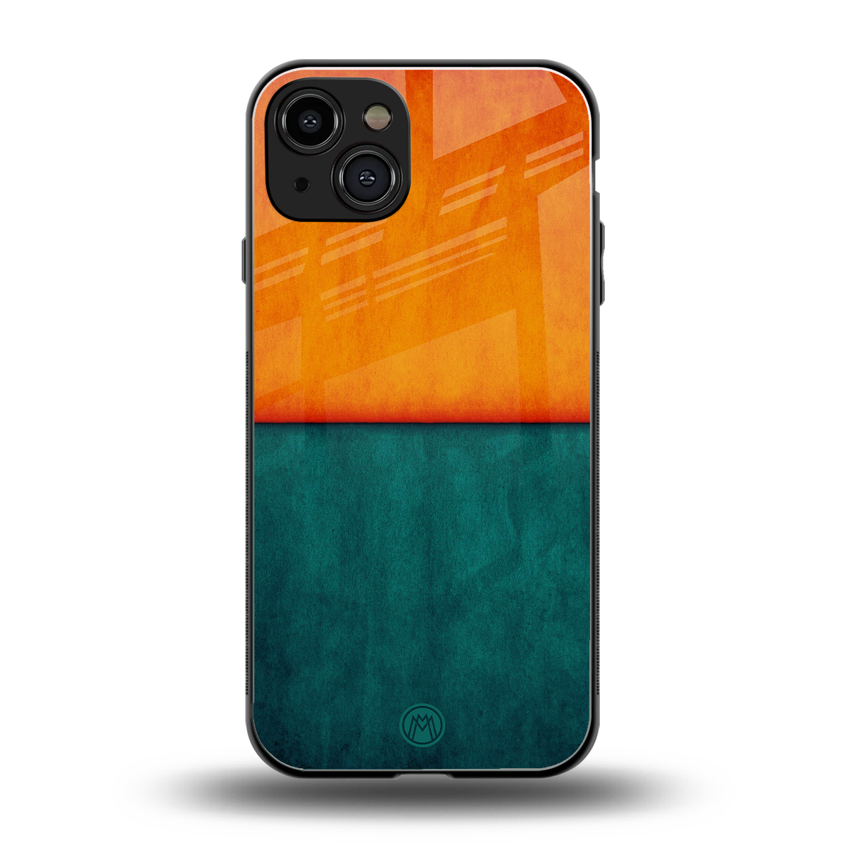 orange green back phone cover | glass case for iphone 15
