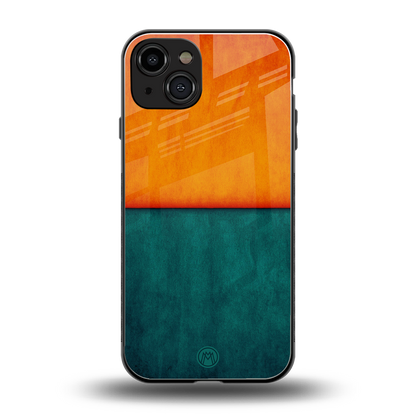 orange green back phone cover | glass case for iphone 15