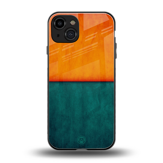 orange green back phone cover | glass case for iphone 15