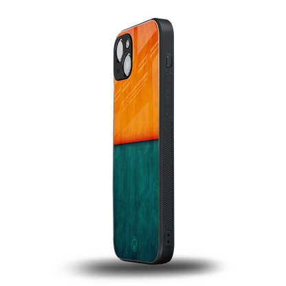 orange green back phone cover | glass case for iphone 15