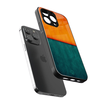 orange green back phone cover | glass case for iphone 15 pro