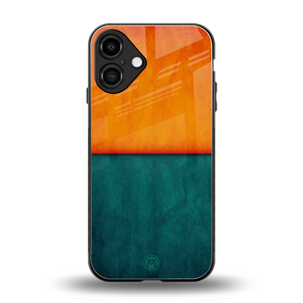 orange green back phone cover | glass case for iphone 16 plus