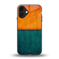 orange green back phone cover | glass case for iphone 16 plus