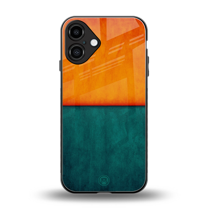 orange green back phone cover | glass case for iphone 16 plus